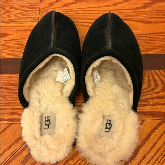 Men’s UGG scuff black Slippers with Cream Lining US 10 - Picture 3 of 6